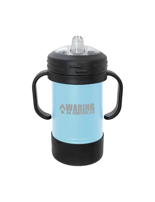 Polar Camel 10 oz Powder Coated Light Blue Sippy Cup w/Waring Oil Logo
