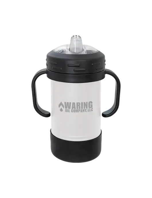 Polar Camel 10 oz Powder Coated White Sippy Cup w/Waring Oil Logo