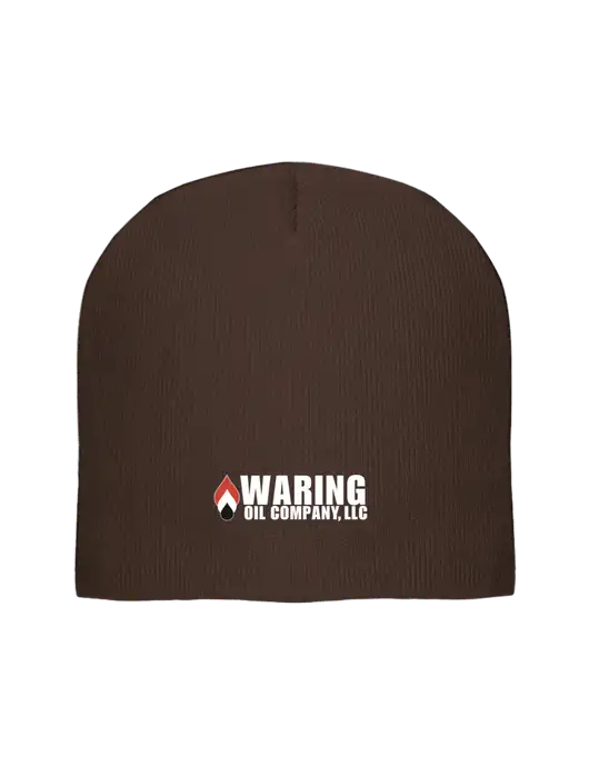 Solid Brown Element Knit Beanie w/Waring Oil Logo