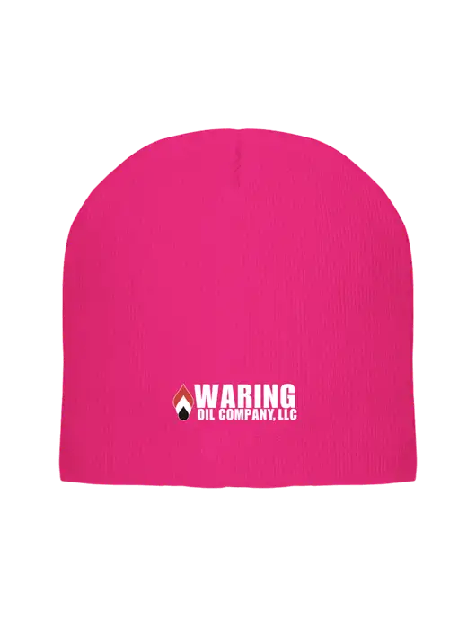 Solid Neon Pink Element Knit Beanie w/Waring Oil Logo