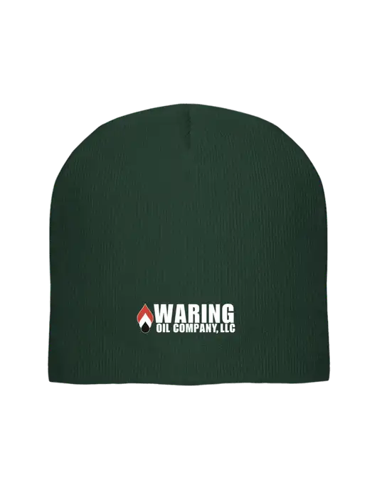 Solid Dark Green Element Knit Beanie  w/Waring Oil Logo