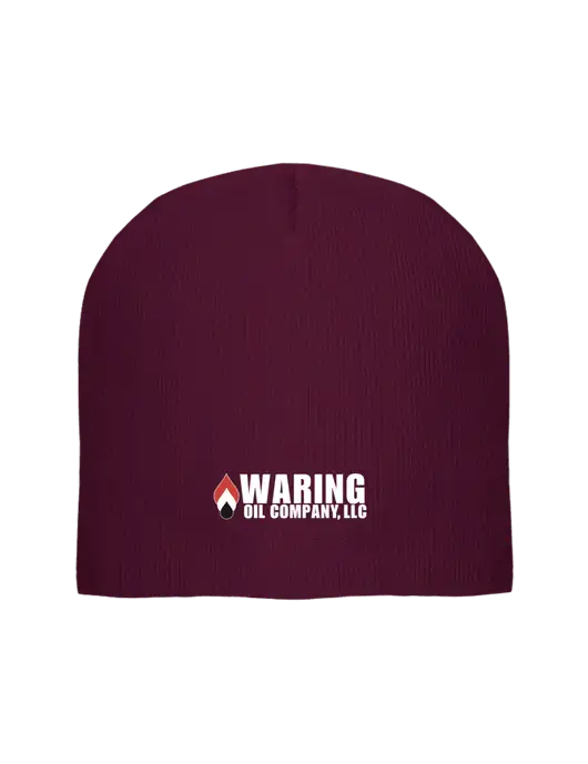 Solid Maroon Element Knit Beanie w/Waring Oil Logo