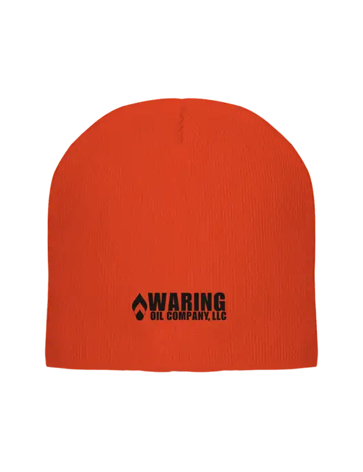 Safety Orange Element Knit Beanie w/Waring Oil Logo