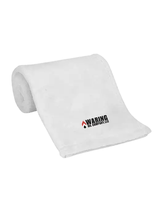 White Alpine Fleece Mink Touch Luxury Baby Blanket  w/Waring Oil Logo