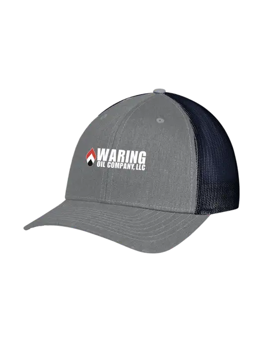 Richardson Adjustable Snapback Original 112 Trucker Cap Heather Grey w/Navy Mesh w/Waring Oil Logo