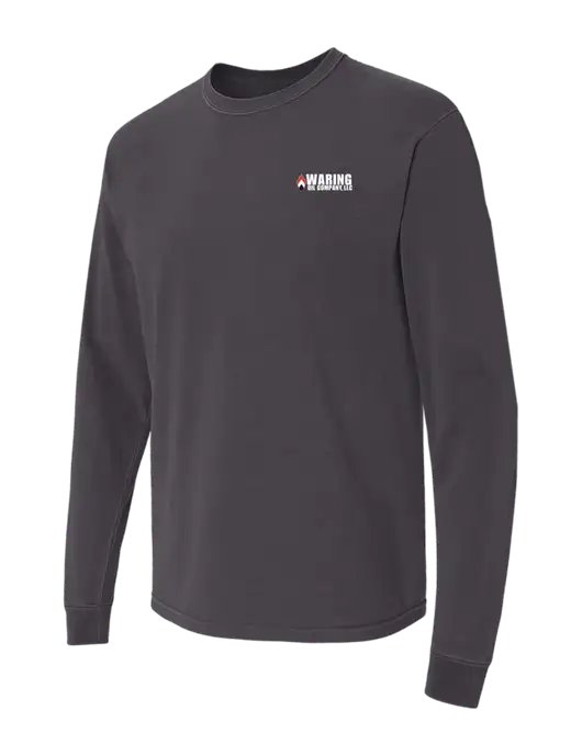 Comfort Colors Garment-Dyed Dark Grey Heavyweight Long Sleeve T-Shirt w/Waring Oil Logo