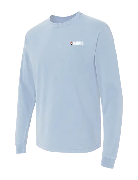 Comfort Colors Garment-Dyed Light Blue Heavyweight Long Sleeve T-Shirt w/Waring Oil Logo