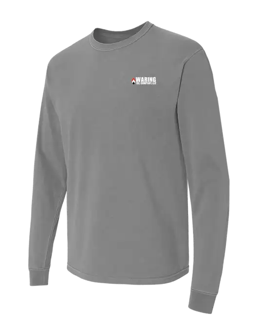 Comfort Colors Garment-Dyed Medium Grey Heavyweight Long Sleeve T-Shirt w/Waring Oil Logo