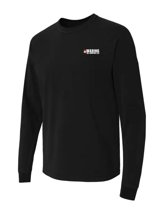 Comfort Colors Garment-Dyed Black Heavyweight Long Sleeve T-Shirt w/Waring Oil Logo
