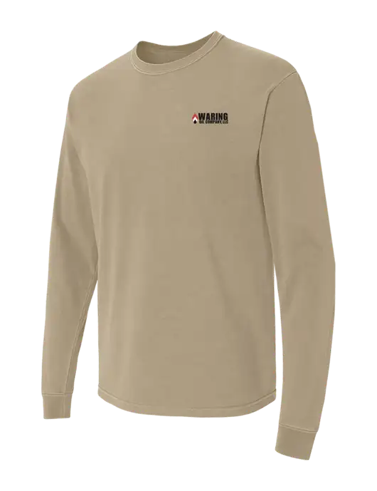 Comfort Colors Garment-Dyed Tan Heavyweight Long Sleeve T-Shirt w/Waring Oil Logo