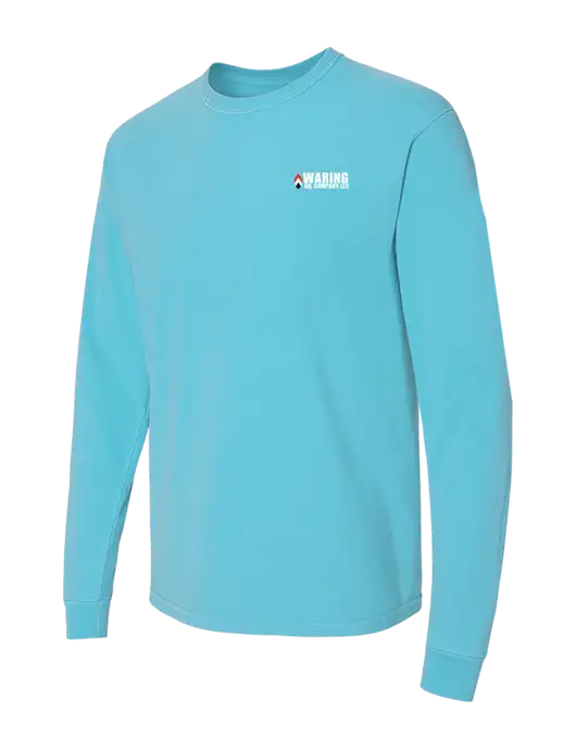 Comfort Colors Garment-Dyed Light Sapphire Heavyweight Long Sleeve T-Shirt w/Waring Oil Logo
