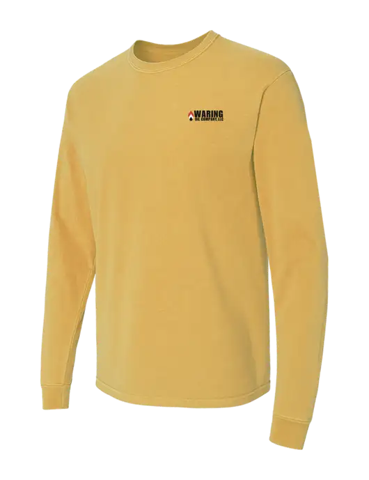 Comfort Colors Garment-Dyed Yellow Gold Heavyweight Long Sleeve T-Shirt w/Waring Oil Logo