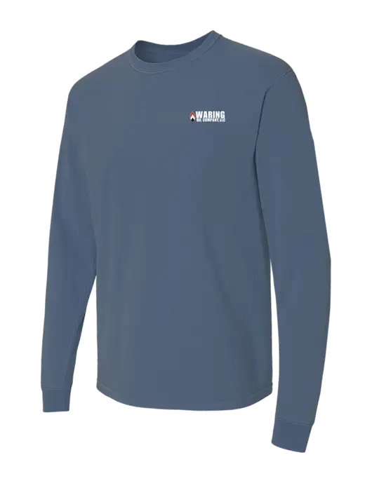 Comfort Colors Garment-Dyed Blue Slate Heavyweight Long Sleeve T-Shirt w/Waring Oil Logo