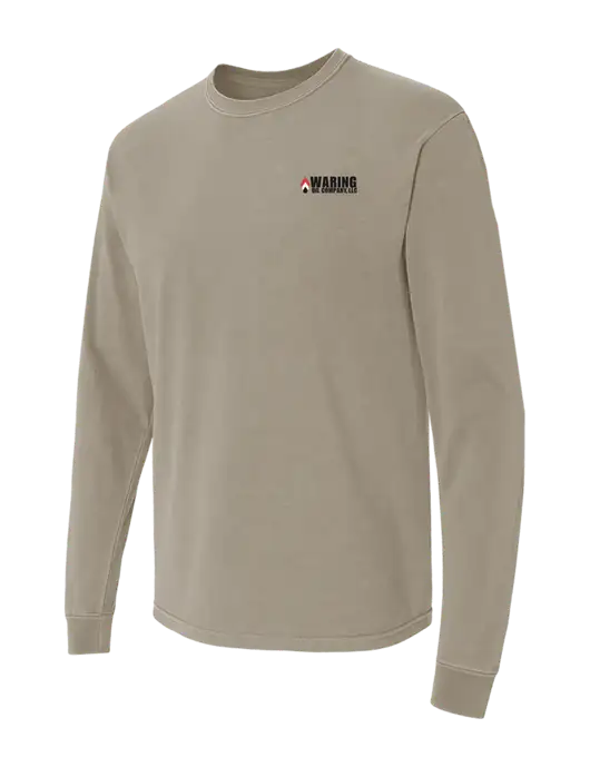 Comfort Colors Garment-Dyed Light Taupe Heavyweight Long Sleeve T-Shirt w/Waring Oil Logo