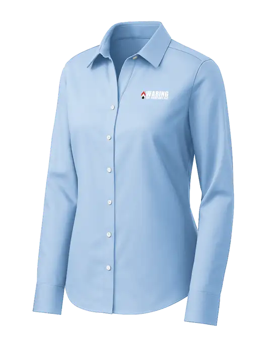 Brooks Brothers Womens Light Blue Wrinkle-Free Stretch Pinpoint Shirt w/Waring Oil Logo