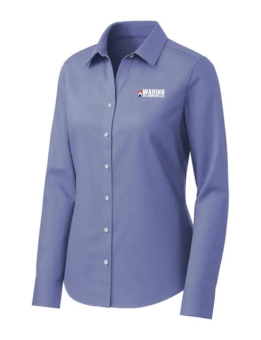 Brooks Brothers Womens Royal Blue Wrinkle-Free Stretch Pinpoint Shirt w/Waring Oil Logo