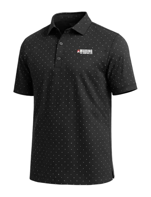 Callaway Micro Chev Black Print Polo w/Waring Oil Logo