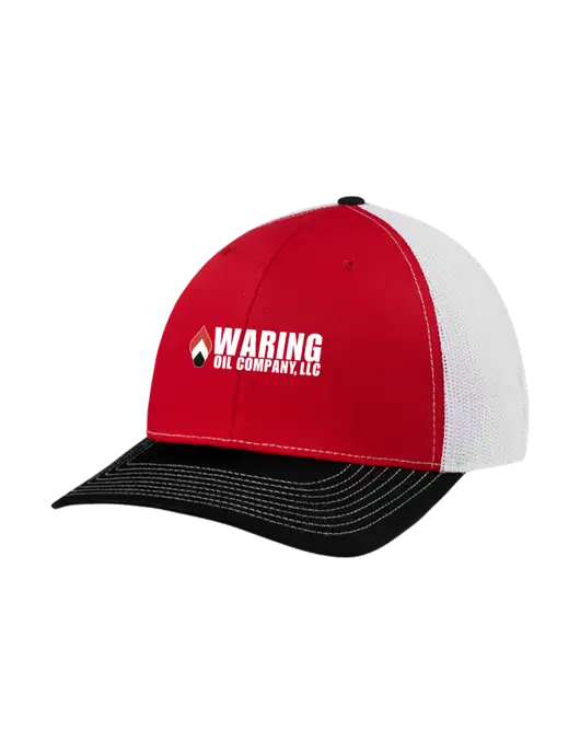 Richardson Adjustable Snapback Original 112 Trucker Cap Black/Red/White Mesh w/Waring Oil Logo