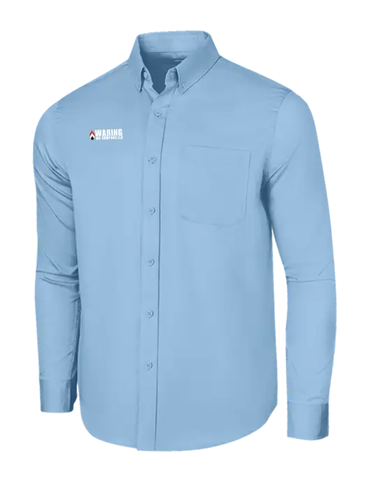 Long Sleeve Light Blue Superpro React Twill Shirt w/Waring Oil Logo
