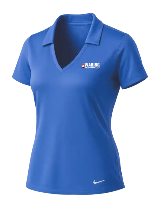 NIKE Light Royal Womens Dri-Fit Vertical Mesh Polo w/Waring Oil Logo