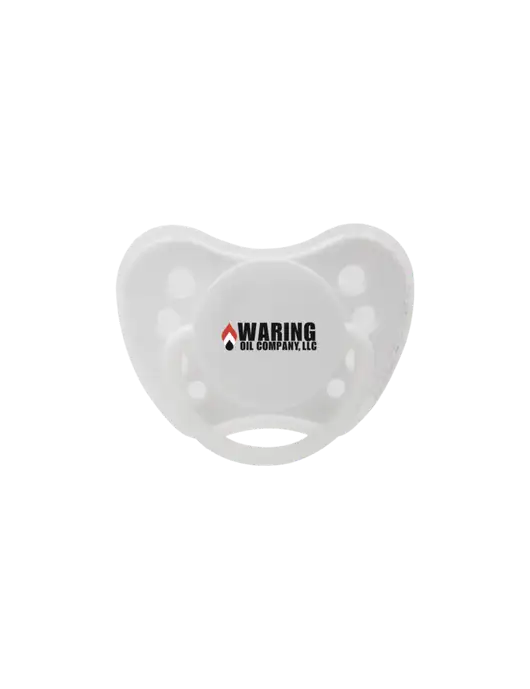 Silicone White Pacifier with Clear Cover w/Waring Oil Logo