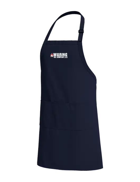 Easy Care Extra Long Bib Navy Apron with Stain Release w/Waring Oil Logo