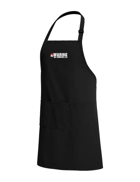 Easy Care Extra Long Bib Black Apron with Stain Release w/Waring Oil Logo