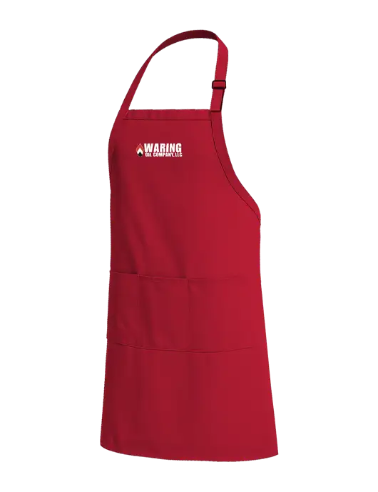 Easy Care Extra Long Bib Red Apron with Stain Release w/Waring Oil Logo