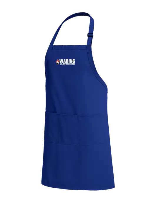 Easy Care Extra Long Bib Dark Royal Apron with Stain Release w/Waring Oil Logo