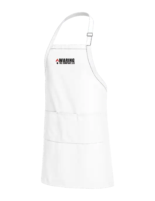 Easy Care Extra Long Bib White Apron with Stain Release w/Waring Oil Logo