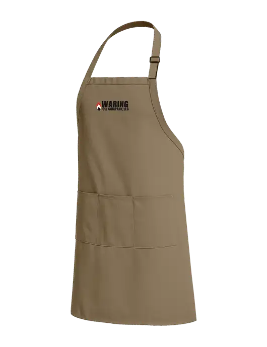 Easy Care Extra Long Bib Dark Tan Apron with Stain Release w/Waring Oil Logo