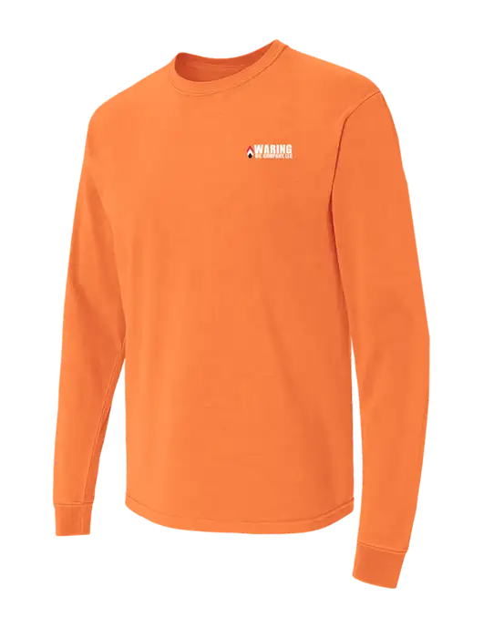 Comfort Colors Garment-Dyed Orange Heavyweight Long Sleeve T-Shirt w/Waring Oil Logo