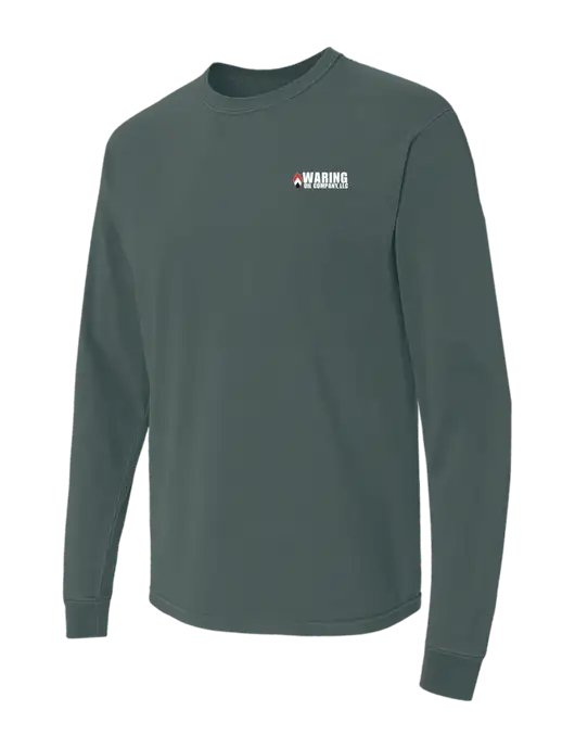 Comfort Colors Garment-Dyed Dark Green Heather Heavyweight Long Sleeve T-Shirt w/Waring Oil Logo