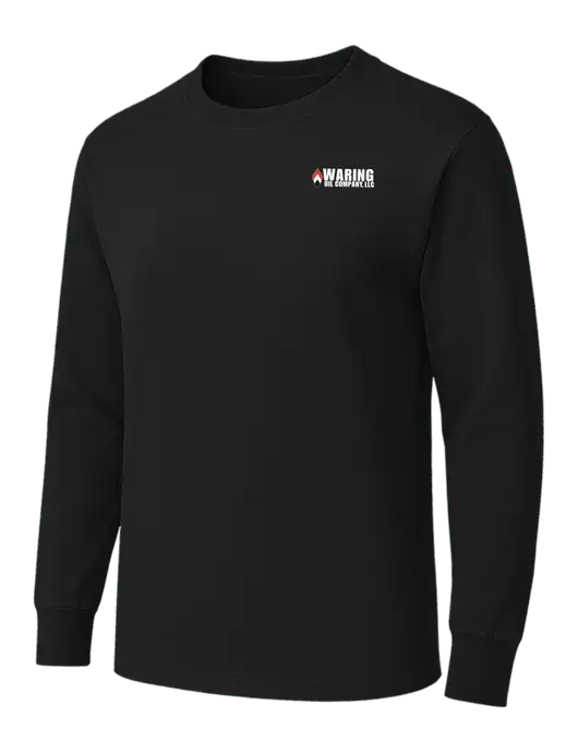 Black Heavyweight Long Sleeve 6.1 oz T-Shirt w/Waring Oil Logo