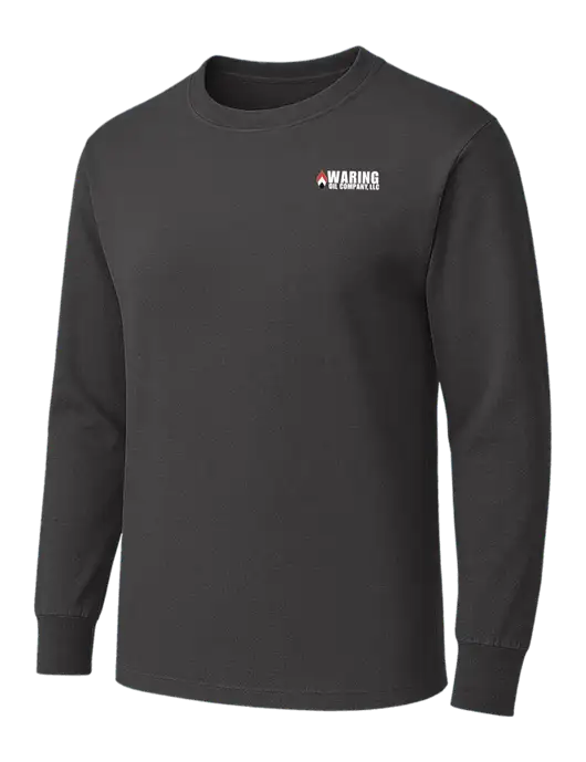 Charcoal Heavyweight Long Sleeve 6.1 oz T-Shirt w/Waring Oil Logo