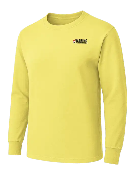 Yellow Heavyweight Long Sleeve 6.1 oz T-Shirt w/Waring Oil Logo