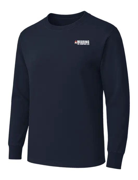 Dark Navy Heavyweight Long Sleeve 6.1 oz T-Shirt w/Waring Oil Logo