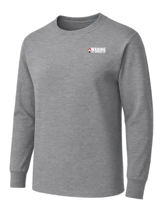 Medium Grey Heather Heavyweight Long Sleeve 6.1 oz T-Shirt w/Waring Oil Logo