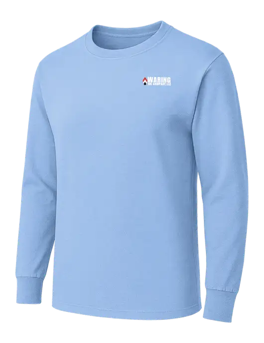 Light Blue Heavyweight Long Sleeve 6.1 oz T-Shirt w/Waring Oil Logo