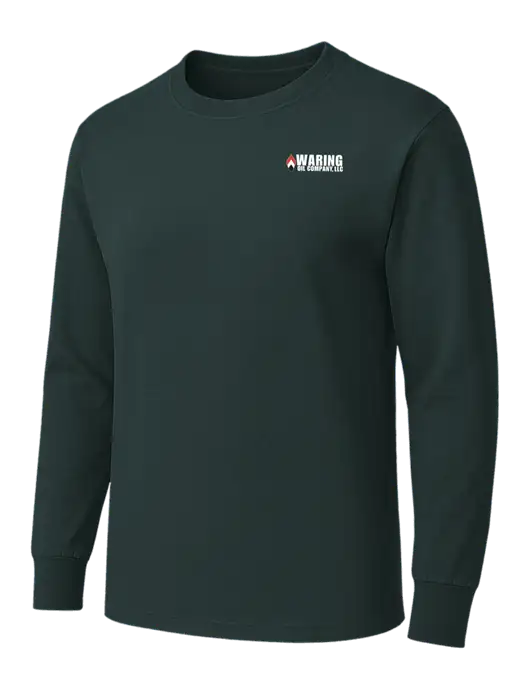 Dark Green Heavyweight Long Sleeve 6.1 oz T-Shirt w/Waring Oil Logo