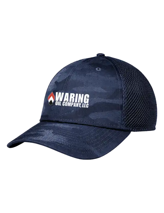 New Era Tonal Navy Camo Stretch Tech Mesh Cap w/Waring Oil Logo