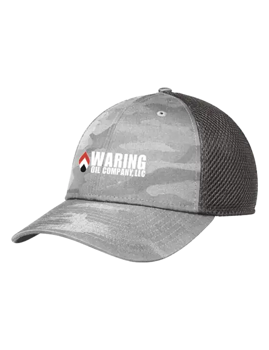 New Era Tonal Light Grey Camo Stretch Tech Mesh Cap w/Waring Oil Logo