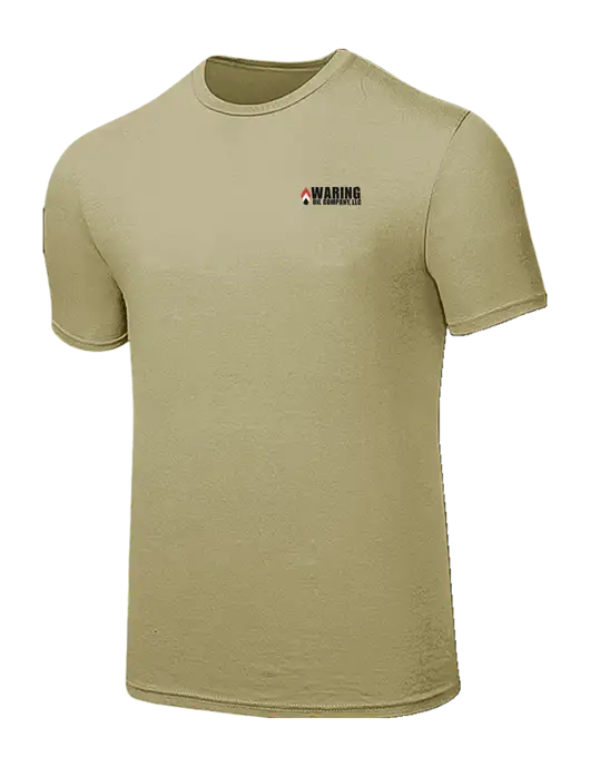 Seriously Soft Tan T-Shirt w/Waring Oil Logo