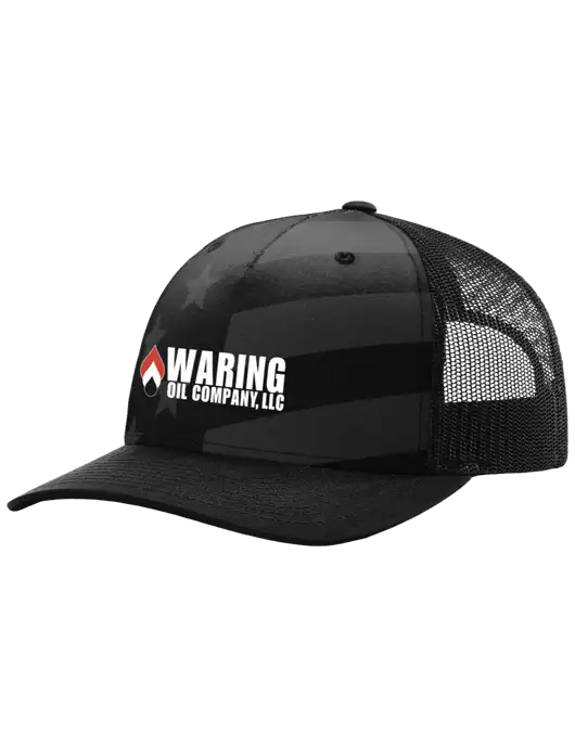 Richardson Five Panel Stars and Stripes Trucker Cap w/Waring Oil Logo