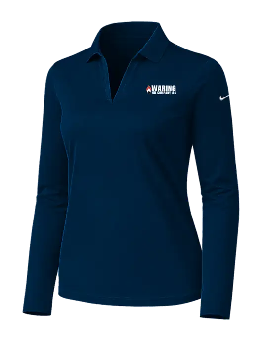 Nike Womens Navy Dri-FIT Micro Pique 2.0 Long Sleeve Polo w/Waring Oil Logo