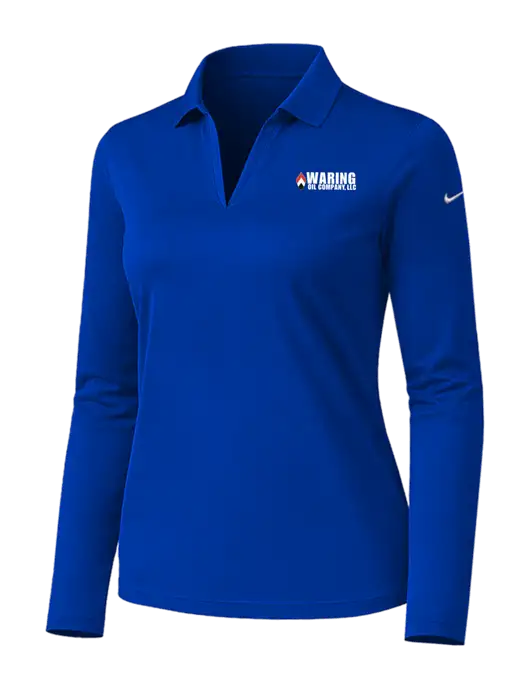 Nike Womens Dark Royal Dri-FIT Micro Pique 2.0 Long Sleeve Polo w/Waring Oil Logo