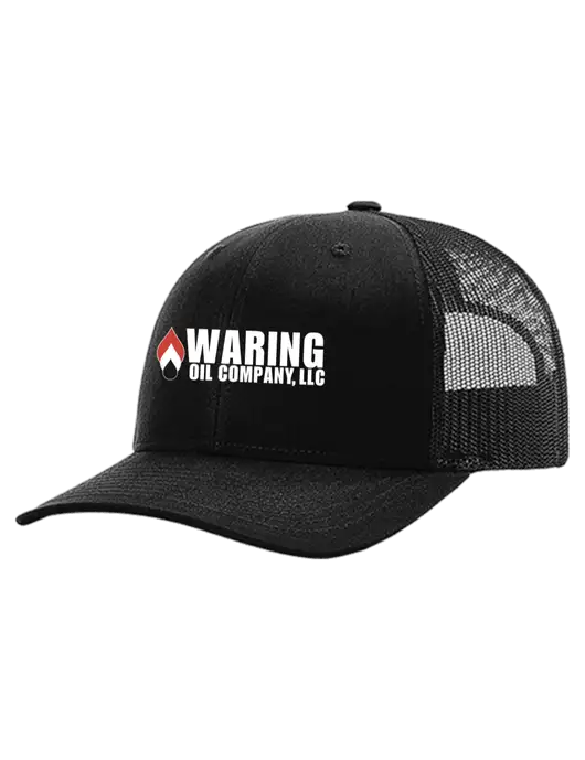 Richardson 112+ R-Flex Black Trucker Cap w/Black Mesh w/Waring Oil Logo