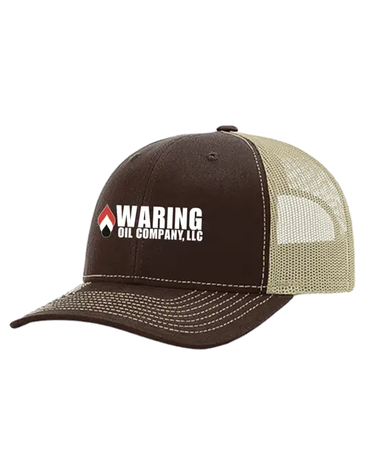 Richardson 112+ R-Flex Dark Brown Trucker Cap w/Tan Mesh w/Waring Oil Logo